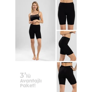 Baykar Kadın Yarım Tayt 3'lü Set 8025 Siyah