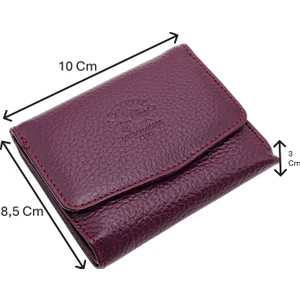 Hakiki Deri Kağıt Para, Bozuk Para ve Bol Kart Bölmeli Kadın Cüzdan - Mor