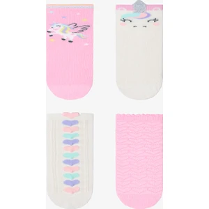 Kız Çocuk Love Unicorn Desenli Pamuklu 4'lü Soket Çorap