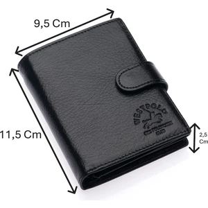 Bozuk Para Kağıt Para ve Bol Kart Bölmeli Hakiki Flötr Deri Patlı Erkek Cüzdanı - Siyah