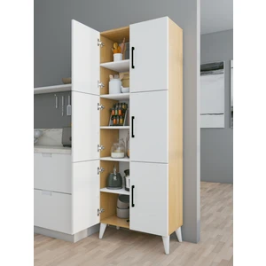 Çok Amaçlı Dolap Parlak Beyaz-Marbella Kiler Mutfak Banyo Hol Kapaklı Raflı Dolap