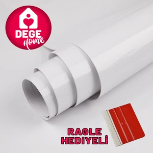 Parlak Beyaz Lake Yapışkanlı Folyo, 100 x 200  cm . Mobilya, Masa, Dolap Kaplama Folyosu No: 2010