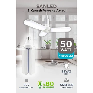 Şanled 3 Kanatlı Pervane 50W Ampul Beyaz Işık-1- Adettir