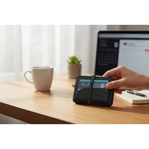 Pai Minimalist Siyah Kredi Kartlık – Şık, Dayanıklı ve Ince Tasarım Cüzdan-Lastikli