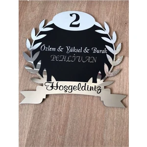 Evimize Hoşgeldiniz Yazılı Kapı Isimliği Kapı Süsü Duvar Süsü