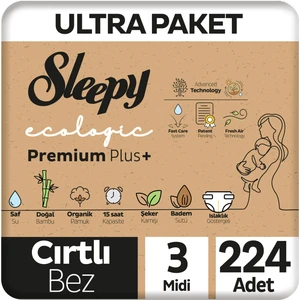 Ecologic Premium Plus Ultra Paket Bebek Bezi 3 Numara Midi 224 Adet