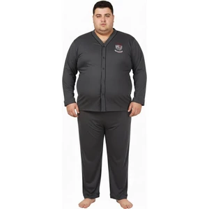 Battal Büyük Beden Önden Düğmeli Pamuklu Erkek Pijama Takımı