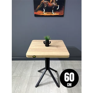 Hey Modüler Mobilya Zeren Sonoma Kare Balkon Masası Mutfak Yemek Masası Siyah Ayak 60 cm