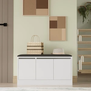 Elna Puflu Ayakkabılık 3 Kapaklı Dolap 90CM Beyaz Eln2-W