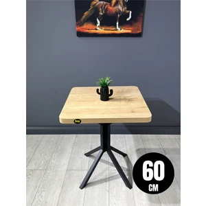 Hey Modüler Mobilya Zeren Safir Meşe Kare Balkon Masası Mutfak Yemek Masası Siyah Ayak 60 cm