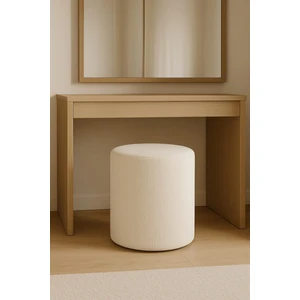 Lunova Home Modern Dekoratif Beyaz Teddy Silindir Puf Sehpa Tabure Koltuk