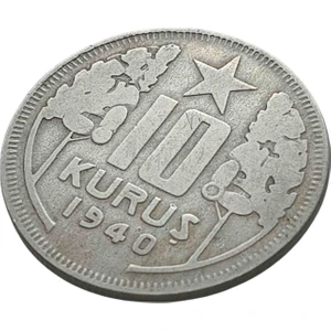 Yediotuz Digital Pazarlama 1940 / 10 Kuruş Madeni Koleksiyon Para.  Cumhuriyet Dönemi Koleksiyon Para
