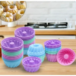 Silcap Silicone 24 Adet Muffin, Mini Kek Kalıbı, Yanmaz, Yapışmaz,kolay Çıkar-Silikon, Karışık Renk