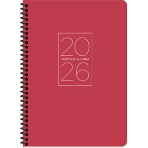 Keskin Color Keskin 2026-17*24 Spiralli Haftalık  Ajanda - Kırmızı