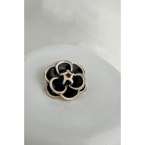 Altın Dokunuşlu Mineli Tasarım Gül Broş (3cm)