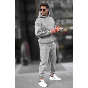 Boyalı Gri Kapşonlu Basic Eşofman Takımı 5925