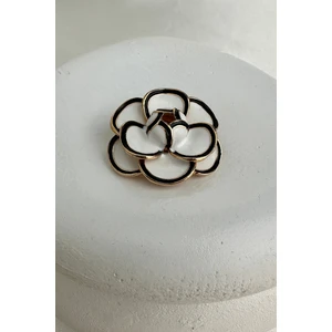 Altın Dokunuşlu Mineli Tasarım Gül Broş (3cm)