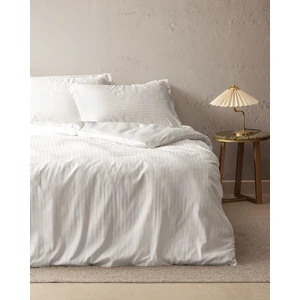 Madame Coco Elicia King Size %100 Pamuk Çizgili Saten Nevresim Takımı - Ekru