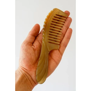 Doğal Kemik Tarak  Seyrek Kalın Dişli Kıvırcık Saçlar Saç Tarağı El Yapımı KT-131 - 18 cm