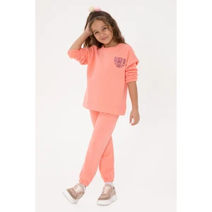 U.S. Polo Assn. Kız Çocuk Neon Pembe Simli Baskı Detaylı Jogger Eşofman Altı 50316849-VR105