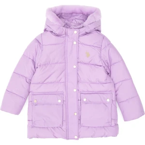 U.S. Polo Assn. Kız Çocuk Lila Kapüşonlu Şişme Mont 50313156-VR034