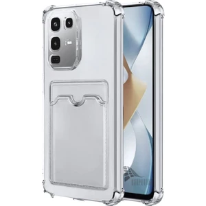 Infinix Note 50 Uyumlu Kartlıklı Kılıf Darbe Emici Köşe Korumalı Cüzdanlı Esnek Silikon Kapak - Şeffaf