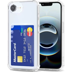 Apple iPhone 16E Uyumlu Kartlıklı Kılıf Darbe Emici Köşe Korumalı Cüzdanlı Esnek Silikon Kapak - Şeffaf