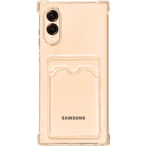 Samsung Galaxy S25 Edge Uyumlu Kartlıklı Kılıf Darbe Emici Köşe Korumalı Cüzdanlı Esnek Silikon Kapak - Füme