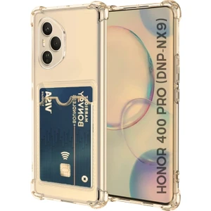 Honor 400 Pro Uyumlu Kartlıklı Kılıf Darbe Emici Köşe Korumalı Cüzdanlı Esnek Silikon Kapak - Füme