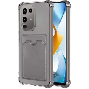 Infinix Note 50 Pro Uyumlu Kartlıklı Kılıf Darbe Emici Köşe Korumalı Cüzdanlı Esnek Silikon Kapak - Füme