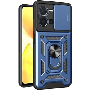 Vivo Y22S Uyumlu Tank Kılıf Yüzüklü Standlı Extra Darbe Koruma Zırhlı Outdoor Kapak - Lacivert