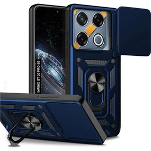 Infinix GT 20 Pro Uyumlu Tank Kılıf Yüzüklü Standlı Extra Darbe Koruma Zırhlı Outdoor Kapak - Lacivert
