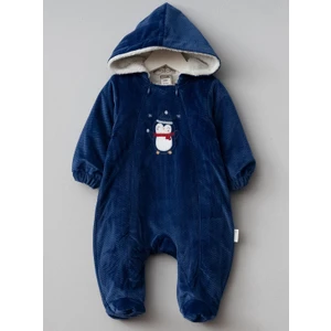 Sevimli Penguen Desenli Kapüşonlu Wellsoft Astarlı