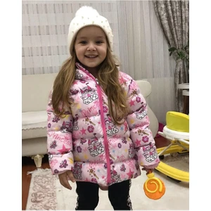 Şanslı Harikalar Kız Erkek Çocuk Iç Polarlı Kapüşonlu Unicorn Desenli Kışlık Şişme Mont