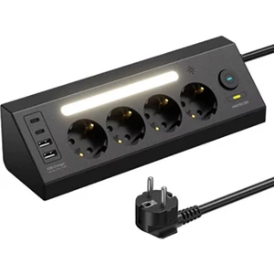 Rose Teknoloji Termal Akım Korumalı 4 PRİZ 2 USB 2 Type-C Girişli Çocuk Kilitli Gece Lambalı 2m Uzatma Kablolu Priz