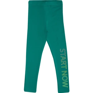 Koyu Yeşil Kız Çocuk Start Now Baskılı Şardonlu Tayt