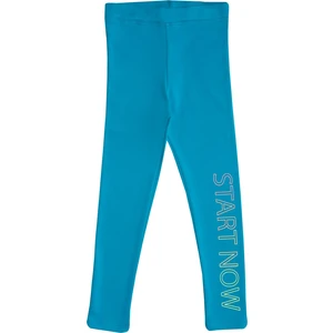 Koyu Turkuaz Kız Çocuk Start Now Baskılı Şardonlu Tayt