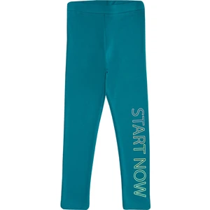 Koyu Petrol Kız Çocuk Start Now Baskılı Şardonlu Tayt