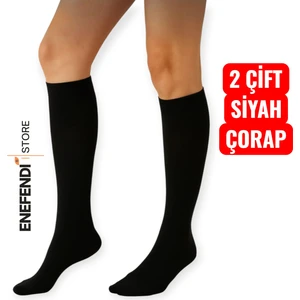 NF ND ENEFENDİ 2çift Anne Çorabı Dizaltı Kalın Sıcak Likralı Esnek Yünlü Rahat Çorap 36-40 Siyah Hediye