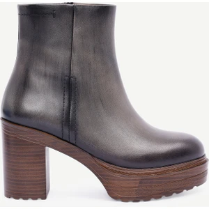 Kalın Dolgu Topuklu Deri Bot