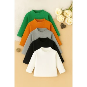 Kız Erkek Çocuk Içlik Yarım Balıkçı Ince Kazak Kaşkorse 5li Set