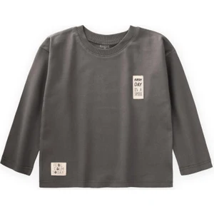 Etiket Detaylı Mevsimlik T-Shırt 2-10 Yaş Haki Yeşil