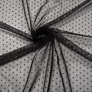 Kaf Kumaş Küçük Puantiyeli Tül Kumaş | Elbiselik Tül Kumaş | Siyah