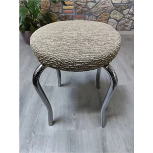 Rişte Home Lastıklı Çubuk Desen Jakarlı Yuvarlak Standart Tabure Örtüsü 28-35CM Uyar 1 Adet