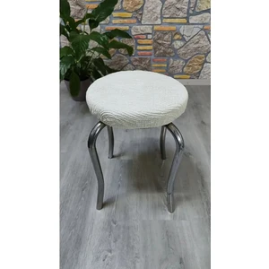 Rişte Home Lastıklı Çubuk Desen Jakarlı Yuvarlak Standart Tabure Örtüsü 28-35CM Uyar 1 Adet