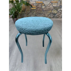 Rişte Home Lastıklı Çubuk Desen Jakarlı Yuvarlak Standart Tabure Örtüsü 28-35CM Uyar 1 Adet