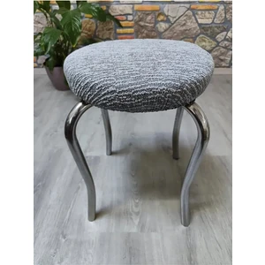 Rişte Home Lastıklı Çubuk Desen Jakarlı Yuvarlak Standart Tabure Örtüsü 28-35CM Uyar 1 Adet