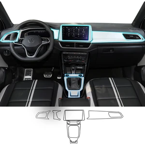 Volkswagen T-Roc Uyumlu Vites Etrafı ve Ön Göğüs Piano Black 6'lı Set Tpu Koruyucu 2022-2025