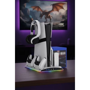 Blackbird Game Center Hepu TP5-3570 PS5 Soğutucu Şarj Standı | DualSense Şarj RGB Işık 3 Fan Hızlı Dock İstasyonu