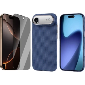 Apple iPhone 17 Air Kılıf M-Safe Şarj Özellikli Karbon Fiber Görünümlü Zore Nekst Kapak + Hayalet Ekran Koruyucu